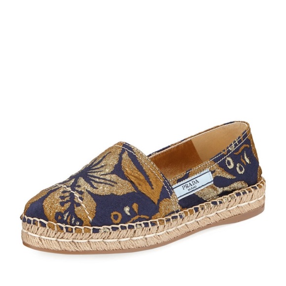 Prada 20mm Metallic Jacquard Espadrilles - Picture 1 of 2